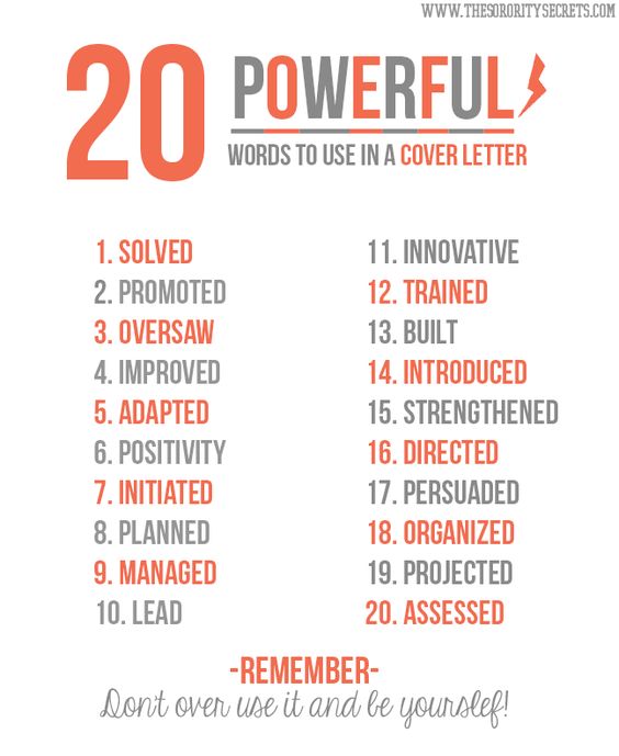 20 words to use in a cover letter